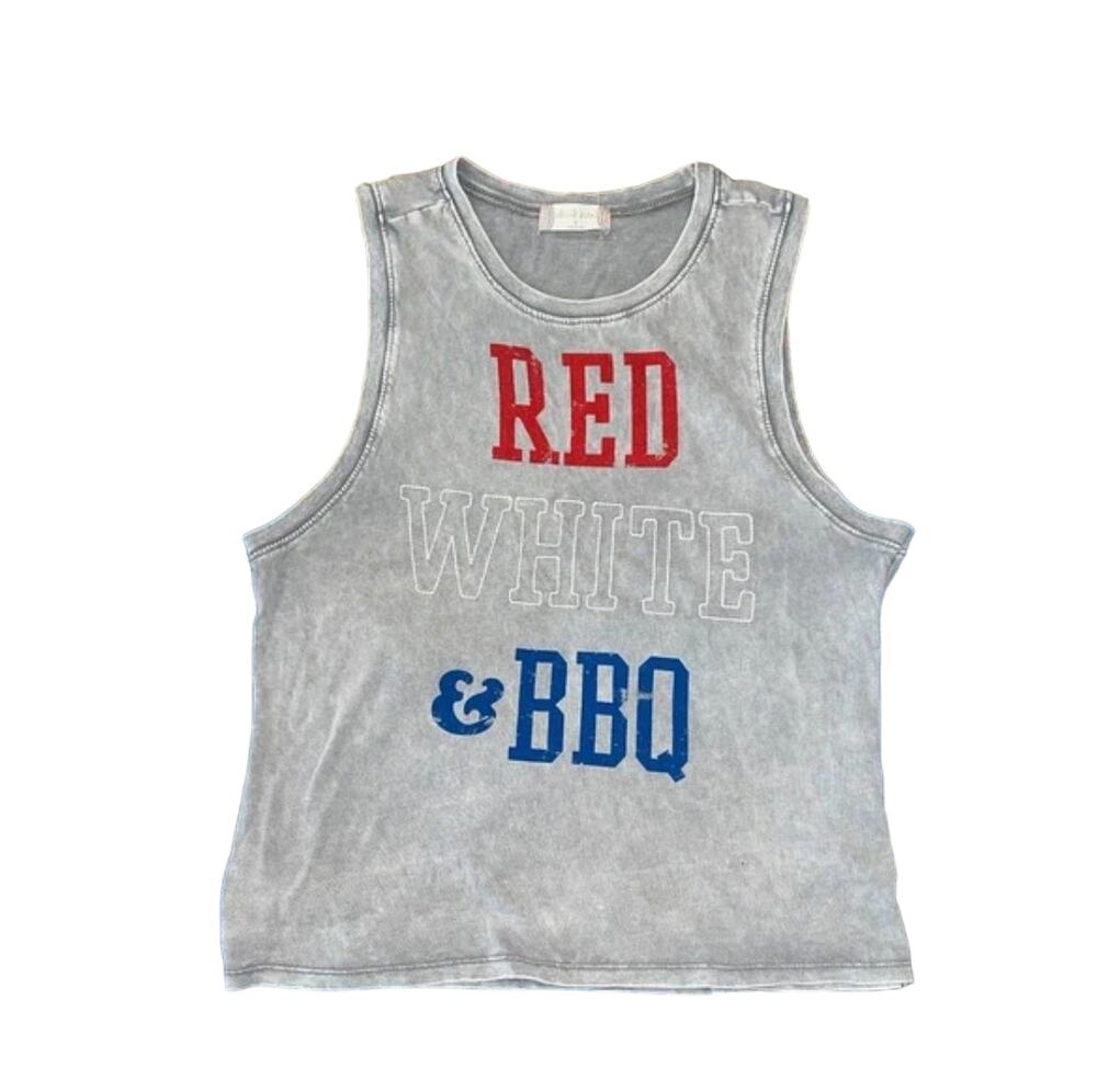 NWT Altar'd State Red, White and Blue BBQ Cotton Tank Top -SIZE SMALL